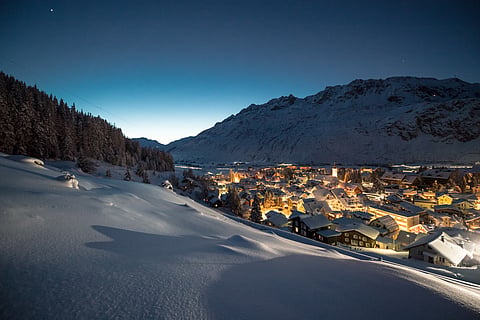 Andermatt, Switzerland in the Ursern Valley in Winter