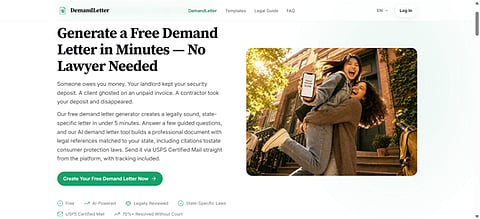 DemandLetter website homepage.