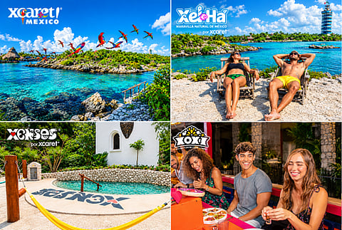 Collage of four Xcaret parks.