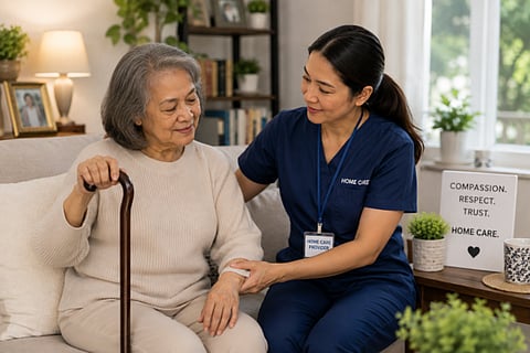 Caregiver with elderly woman.