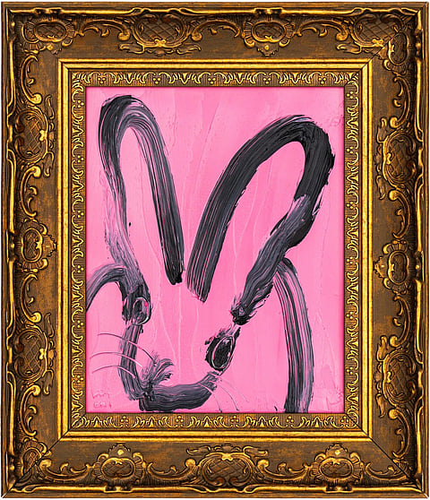Painting by Hunt Slonem titled Pink Play, 2024