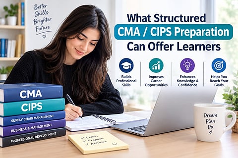 Woman studying CMA and CIPS materials