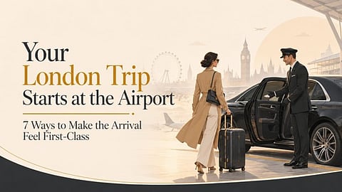 Chauffeur opening a car door for a woman with luggage.   
