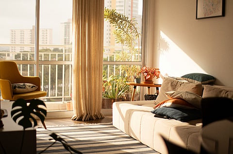 Sunlit living room.