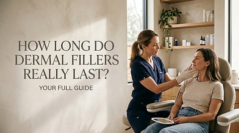 Practitioner examining a patient's face during a consultation.   