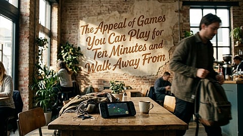 Nintendo Switch on a café table.