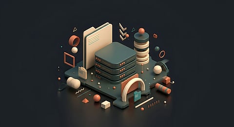 3D isometric data storage illustration.