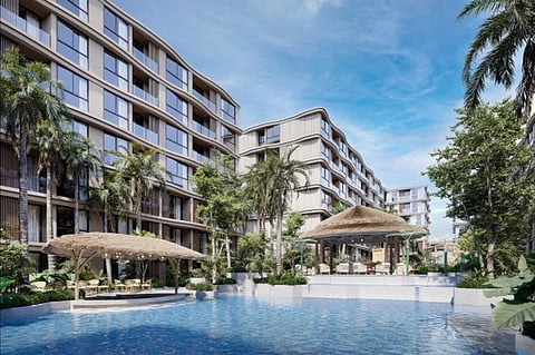 Modern resort swimming pool.
