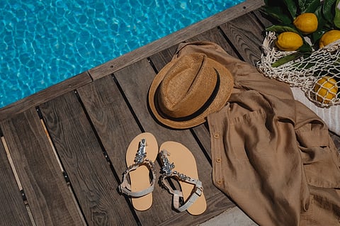 Poolside summer accessories.