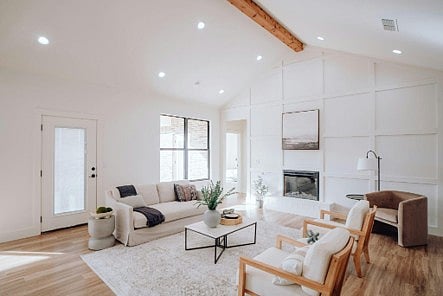 White living room.