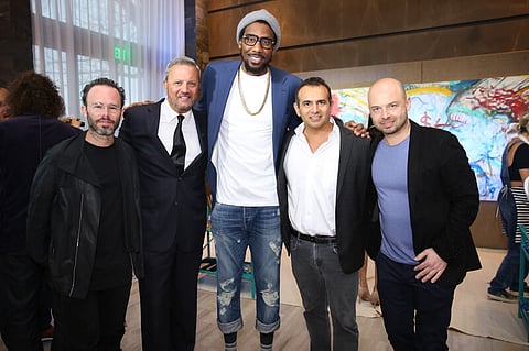 Pictured: Daniel Arsham (artist), George Mato, Amar’e Stoudemire, Ophir Sternberg (Ritz), & Michael Klug (Whitewall)