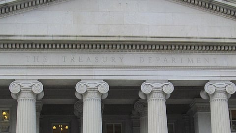 USA:s Treasury Building, sätet för finansdepartementet i Washington D.C.