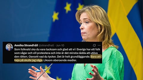 Strandhäll sågas – försvarade Palestinaaktivister som gick till attack