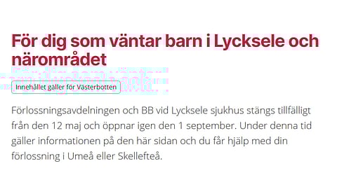 Barn föddes på parkering – BB stängt i Lycksele