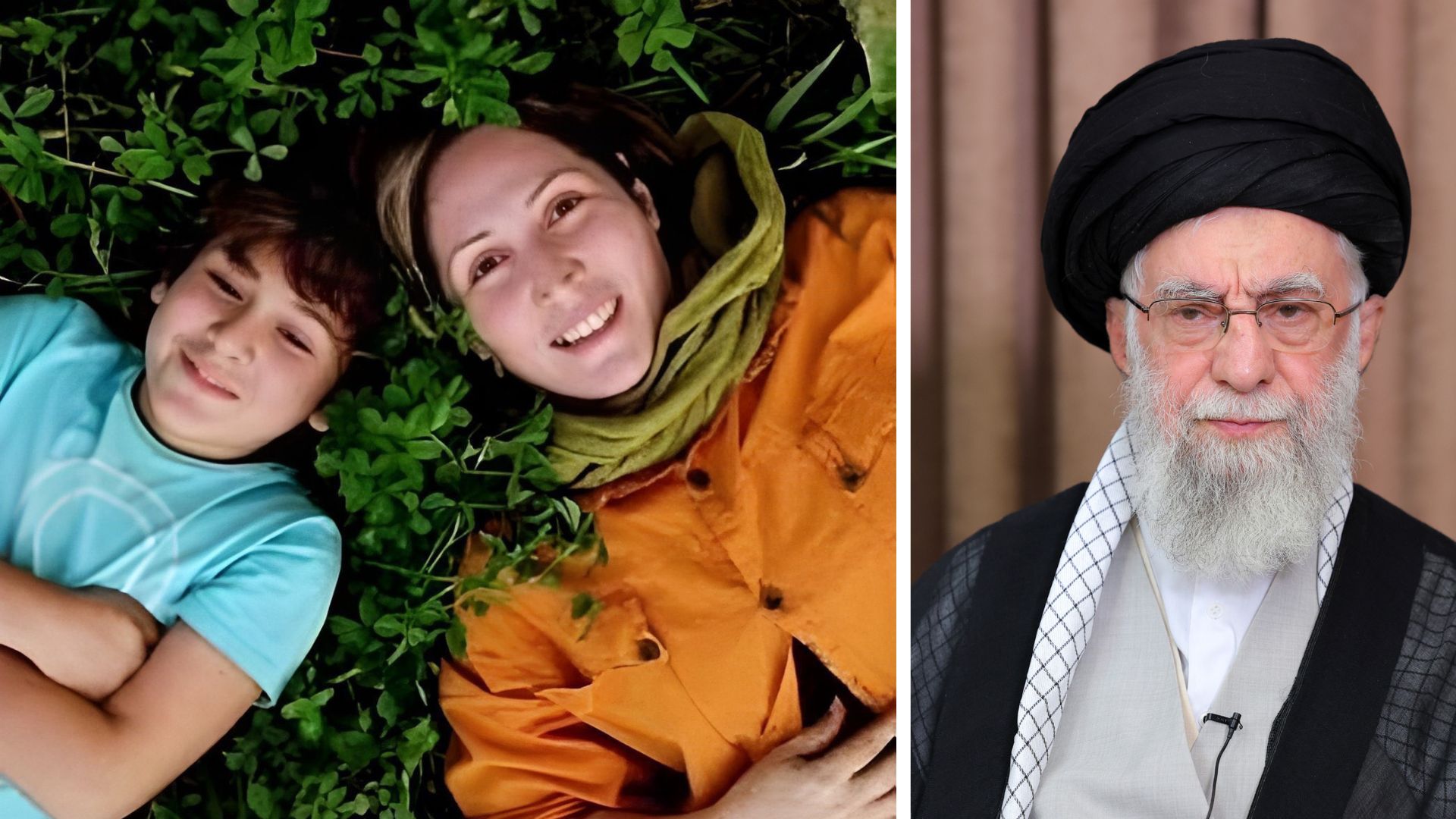 Sharifeh Mohammadi (t.v.) och Ali Khamenei, Irans ayatollah (t.h.)