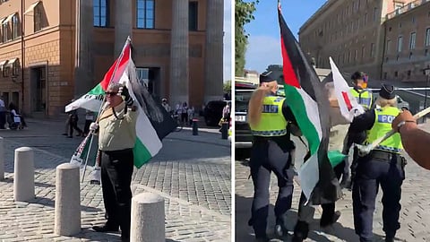 Palestinaaktivister i bråk vid Mynttorget – Kryckmannen gripen av polis
