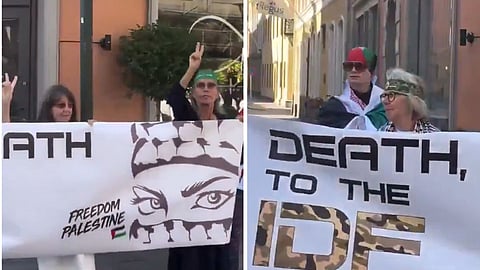 "Tanter" i Malmö demonstrerar med Hamas-pannband