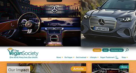 Överst – interiör- och exteriörbilder på nya Mercedes GLC with EQ technology.
