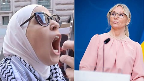 Palestinaaktivisten och Jessica Stegrud (SD)