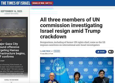 Times of Israel är en av de tidningar som rapporterat frekvent om FN:s Oberoende internationella undersökningskommission för det ockuperade palestinska territoriet och deras arbete.