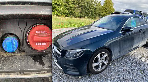 Den som kör omkring med en dieselbil från 2014 eller nyare löper risken att det är en bil som fått sitt avgasreningssystem "adblue" manipulerad. Då är bilen olaglig att köra och det kan bli väldigt dyrt att få adblue-systemet inkopplat igen. Bilen till höger – en Mercedes från 2017 – har fått sitt adblue-system urkopplat, men där bilägaren haft turen att hitta en verkstad som kan koppla in det igen. En kostnad som kommer landa på omkring 30000 kronor.