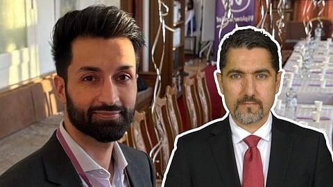 Till vänster: Adel Sadat, partisekreterare för Visionspartiet. Till höger: Nima Rostami