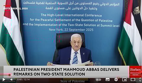 Presidenten för den palestinska myndigheten (PA) och Västbanken – Mahmus Abbas – höll sitt tal till FN via länk.