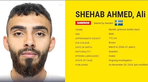 Ali Shehab Ahmed är efterlyst och beskrivs som "Dangerous".