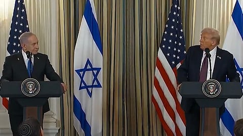 USA:s president Trump tog emot Israels premiärminister Netanyahu i Vita huset på måndagen.