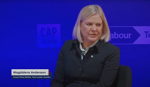 Magdalena Andersson på internationell presskonferens: "Vi förlorade valet på grund av migrationen"