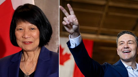 Olivia Chow, borgmästare och Pierre Poilievre, partiledare för Konservativa partiet i Kanada.