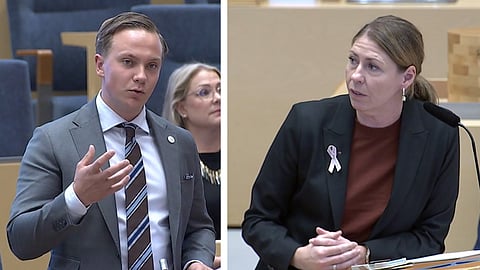 Tobias Andersson (SD) och sjukvårdsminister Elisabet Lann (KD)