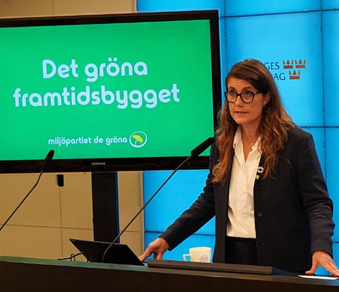 Miljöpartiet presenterar sin budgetmotion nyligen. I bild - partiets ekonomiskpolitiska talesperson Janine Alm Ericson.