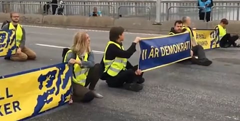 Bilden är från en annan klimatdemonstration. 