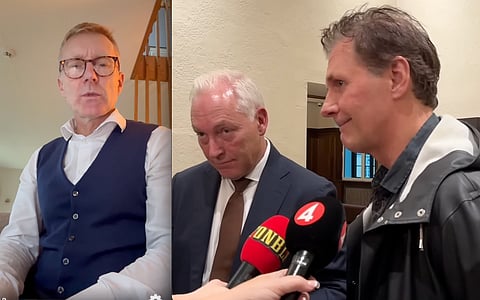 Bilden till vänster – riksdagsledamoten Staffan Eklöf (SD). Bilden till höger är från en intervju i Riks med Micke Leijnegard. Till vänster om Leijnegard syns hans advokat under rättegången – Johan Eriksson.