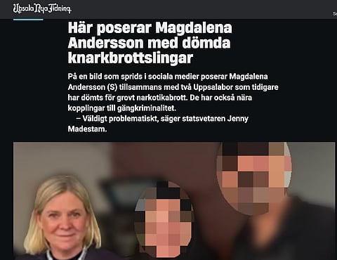 Upsala Nya Tidnings avslöjande om att S-ledaren Magdalena Andersson syns på bild tillsammans med två tidigare dömda kriminella.