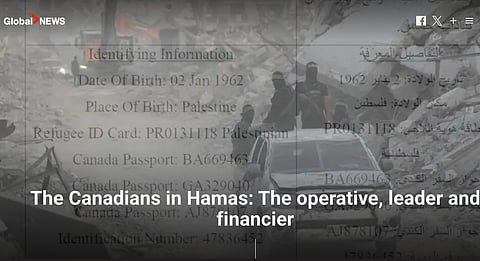 Kanadensiska nyhetskanalen Global News stora reportage om många Hamas-anhängares koppling till Kanada.