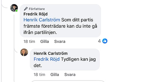 Diskussionstråden som politikerkollegan Fredrik Röjd och flera andra negativt inställda till idrottshallsbygget menar bevisar att SD:s ordförande i Ljusdal Henrik Carlström bryter mot sitt partis linje i frågan. Till höger en skiss på de planerade idrottshallarna.