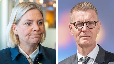 Socialdemokraternas partiledare Magdalena Andersson och Moderaternas gruppledare Mattias Karlsson.