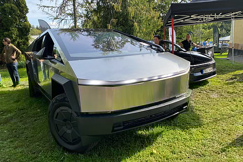 Tesla Cybertruck, här på klassikerbilevenemanget "Classic & Dream Cars" i Stockholm i somras.
