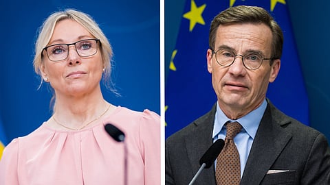 Jessica Stegrud (SD) och statsminister Ulf Kristersson (M)