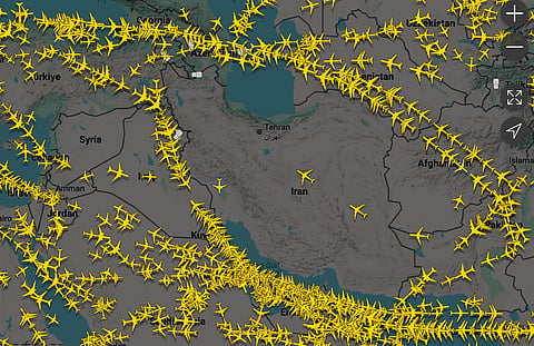 Flygtrafiken klockan 00.38 natten mot torsdag.
