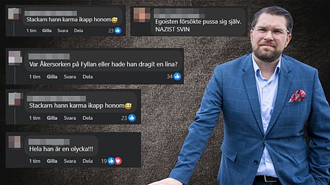 Vänsterns reaktioner när Jimmie Åkesson skadar sig