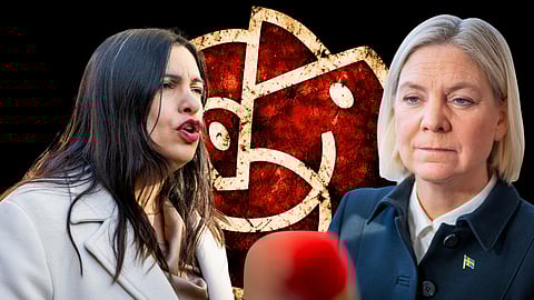 Nooshi Dadgostar (V) och Magdalena Andersson (S)