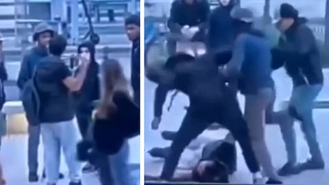 VIDEO: Ung man går emellan gäng och kvinna – misshandlas brutalt