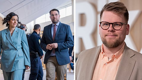 Simona Mohamsson (L), Jimmie Åkesson (SD) och Jacob Hagnell, chefredaktör på Riks.