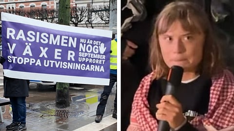 Greta Thunberg på demonstration mot alla utvisningar: "Vår jävla fascistiska regering"