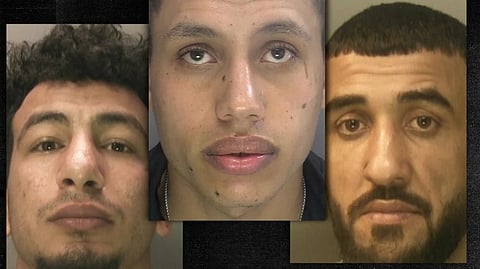 Abdulla Ahmadi (till vänster), Ibrahim Alshafe (i mitten) och Karin Al-Danasurt (till höger) dömdes mot sitt nekande.