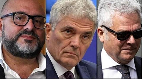 RAI:s tre ledamöter som vill koppla Eurovision till Palestinafrågan: Fr v Davide de Pietro, Roberto Natale och Alessa di Majo.