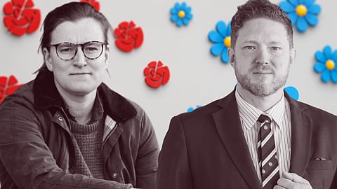 Emma Fastesson Lindgren (S) och Josef Fransson (SD)